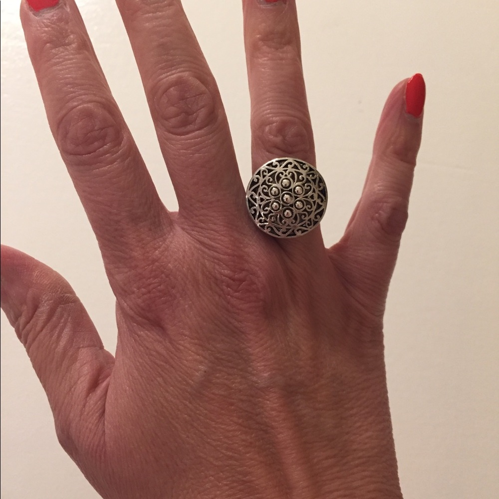 Sterling silver filigree ring size 8